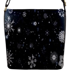 Snowflakes,white,black Flap Closure Messenger Bag (s) by nateshop