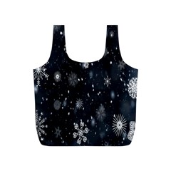 Snowflakes,white,black Full Print Recycle Bag (s) by nateshop