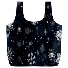 Snowflakes,white,black Full Print Recycle Bag (xl) by nateshop