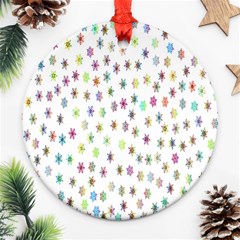 Snowflakes,colors Of The Rainbow Round Ornament (two Sides) by nateshop