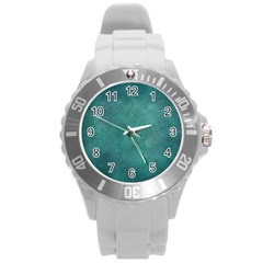 Dark Green Abstract Round Plastic Sport Watch (L)