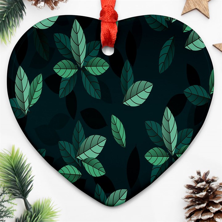 Leaves Heart Ornament (Two Sides)