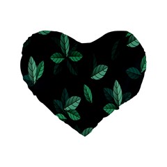 Leaves Standard 16  Premium Flano Heart Shape Cushions by nateshop