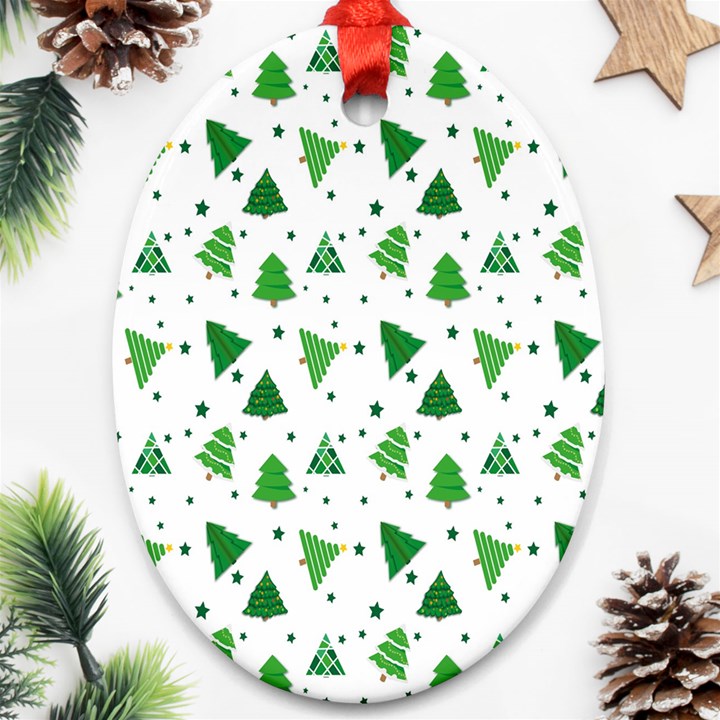 Christmas-trees Oval Ornament (Two Sides)