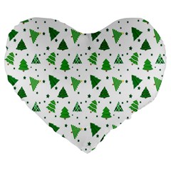 Christmas-trees Large 19  Premium Flano Heart Shape Cushions by nateshop