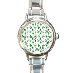 Christmas-trees Round Italian Charm Watch by nateshop