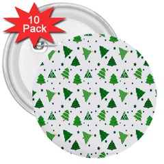 Christmas-trees 3  Buttons (10 Pack) 