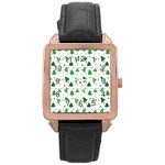 Christmas-trees Rose Gold Leather Watch  Front