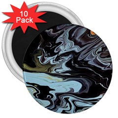 Abstract Painting Black 3  Magnets (10 Pack)  by nateshop