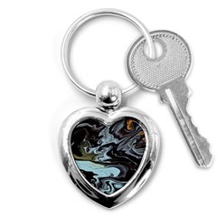 Abstract Painting Black Key Chain (heart) by nateshop