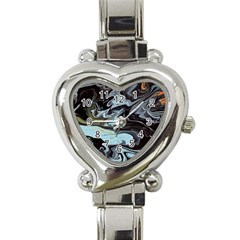 Abstract Painting Black Heart Italian Charm Watch by nateshop