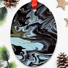 Abstract Painting Black Oval Ornament (two Sides)