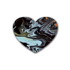 Abstract Painting Black Rubber Coaster (heart)