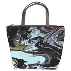 Abstract Painting Black Bucket Bag