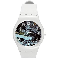 Abstract Painting Black Round Plastic Sport Watch (m) by nateshop