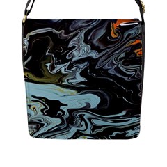 Abstract Painting Black Flap Closure Messenger Bag (l) by nateshop