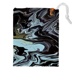 Abstract Painting Black Drawstring Pouch (4xl)