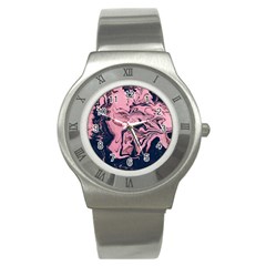 Abstract Painting Pink Stainless Steel Watch by nateshop