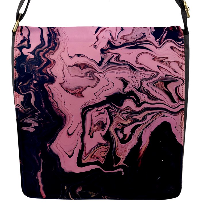 Abstract Painting Pink Flap Closure Messenger Bag (S)