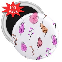 Leaves-pink 3  Magnets (100 Pack) by nateshop