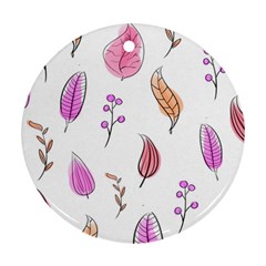 Leaves-pink Round Ornament (two Sides) by nateshop