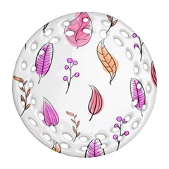 Leaves-pink Ornament (round Filigree) by nateshop