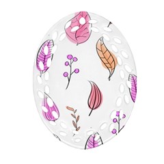 Leaves-pink Ornament (oval Filigree) by nateshop