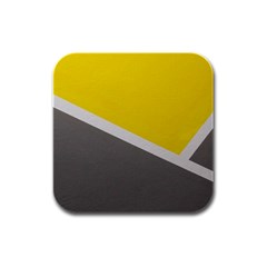 Pattern Yellow And Gray Rubber Square Coaster (4 Pack) by nateshop