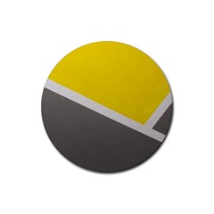 Pattern Yellow And Gray Rubber Round Coaster (4 Pack) by nateshop