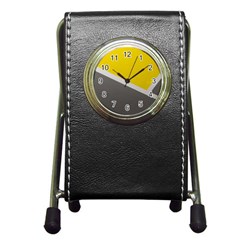 Pattern Yellow And Gray Pen Holder Desk Clock by nateshop