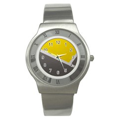 Pattern Yellow And Gray Stainless Steel Watch by nateshop