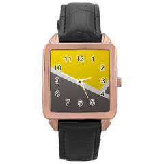 Pattern Yellow And Gray Rose Gold Leather Watch  by nateshop