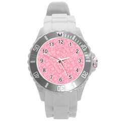 Pink Round Plastic Sport Watch (l) by nateshop