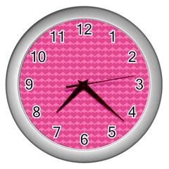 Abstract-pink Love Wall Clock (silver) by nateshop