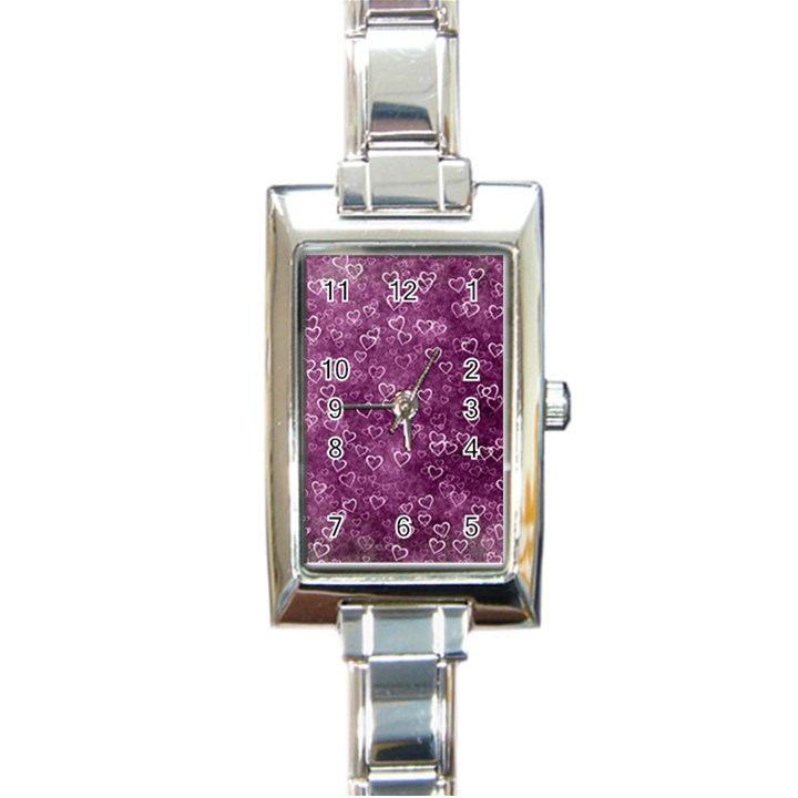 Background Purple Love Rectangle Italian Charm Watch