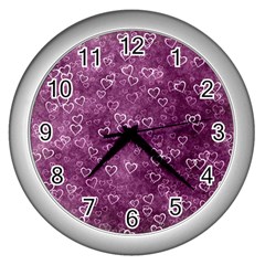 Background Purple Love Wall Clock (silver) by nateshop