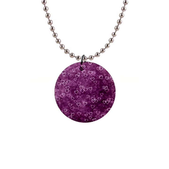 Background Purple Love 1  Button Necklace