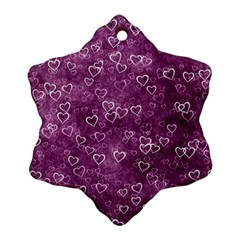 Background Purple Love Snowflake Ornament (two Sides) by nateshop