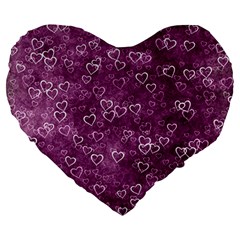 Background Purple Love Large 19  Premium Heart Shape Cushions by nateshop