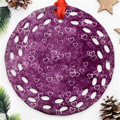 Background Purple Love Round Filigree Ornament (two Sides) by nateshop