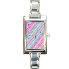 Background-lines Pink Rectangle Italian Charm Watch by nateshop