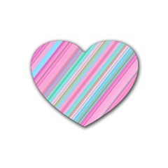 Background-lines Pink Rubber Coaster (heart) by nateshop