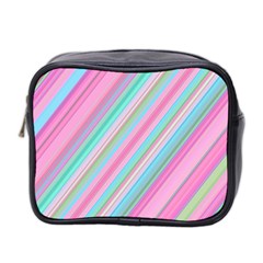 Background-lines Pink Mini Toiletries Bag (two Sides) by nateshop