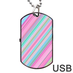 Background-lines Pink Dog Tag Usb Flash (two Sides) by nateshop