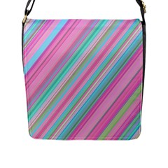 Background-lines Pink Flap Closure Messenger Bag (l) by nateshop