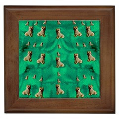 Happy Small Dogs In Calm In The Big Blooming Forest Framed Tile by pepitasart