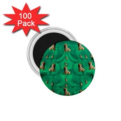 Happy Small Dogs In Calm In The Big Blooming Forest 1 75  Magnets (100 Pack)  by pepitasart