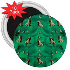 Happy Small Dogs In Calm In The Big Blooming Forest 3  Magnets (10 Pack)  by pepitasart