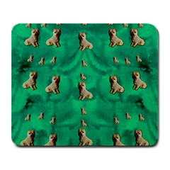 Happy Small Dogs In Calm In The Big Blooming Forest Large Mousepads by pepitasart