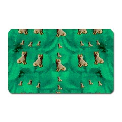 Happy Small Dogs In Calm In The Big Blooming Forest Magnet (rectangular) by pepitasart